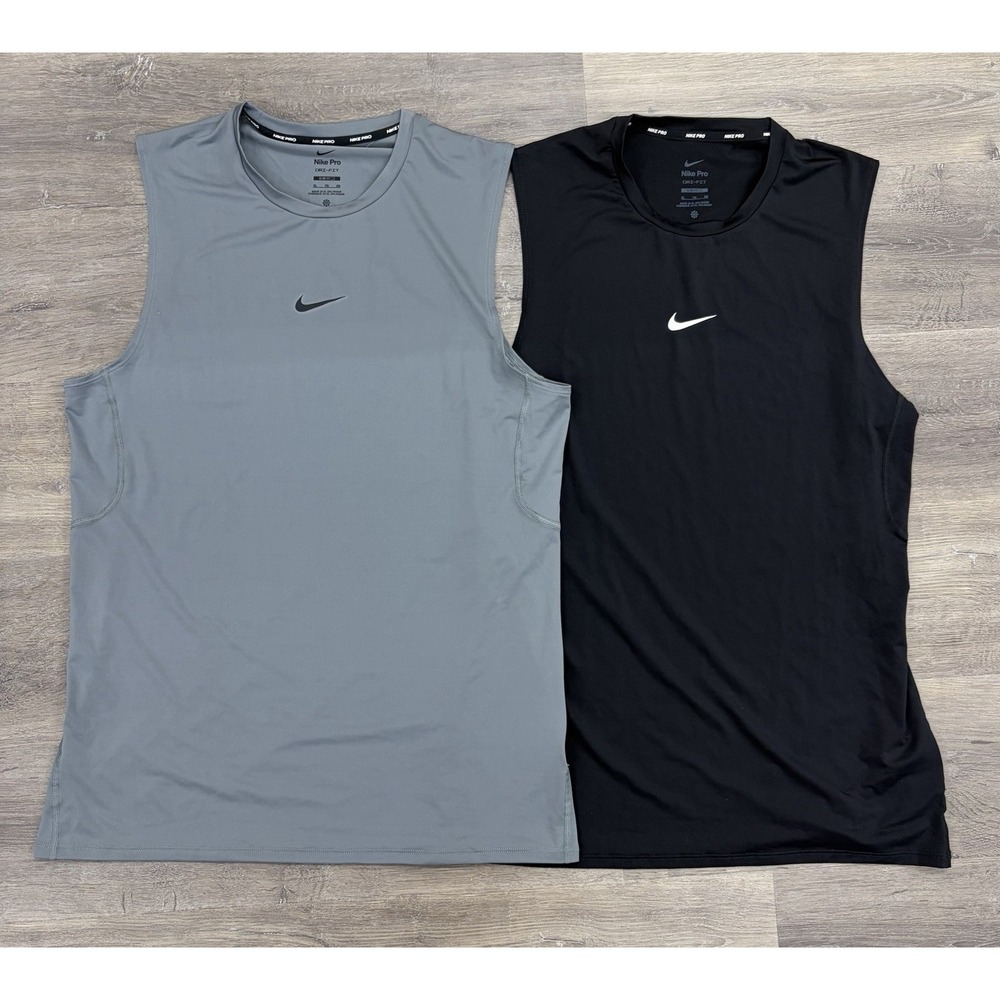 Nike Pro (Lot of 2) DRI-FIT Tank Top Black Gray Size XL Slim Sleeveless Athletic